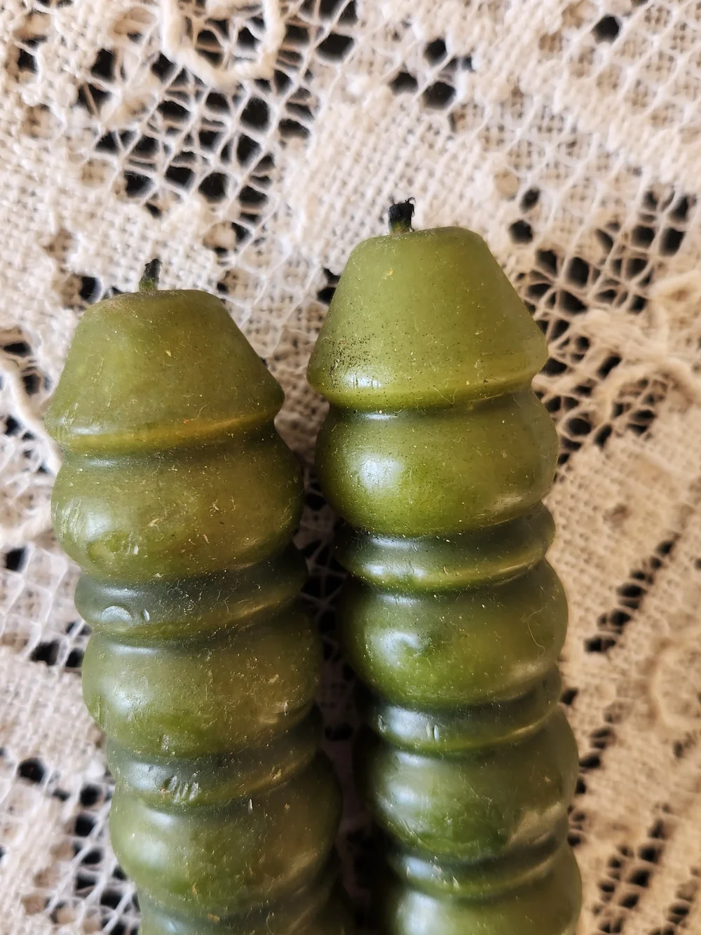 Olive Green Decorative Taper Candles - Set of 2